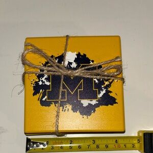 Michigan Wolverines ceramic glass coaster set new